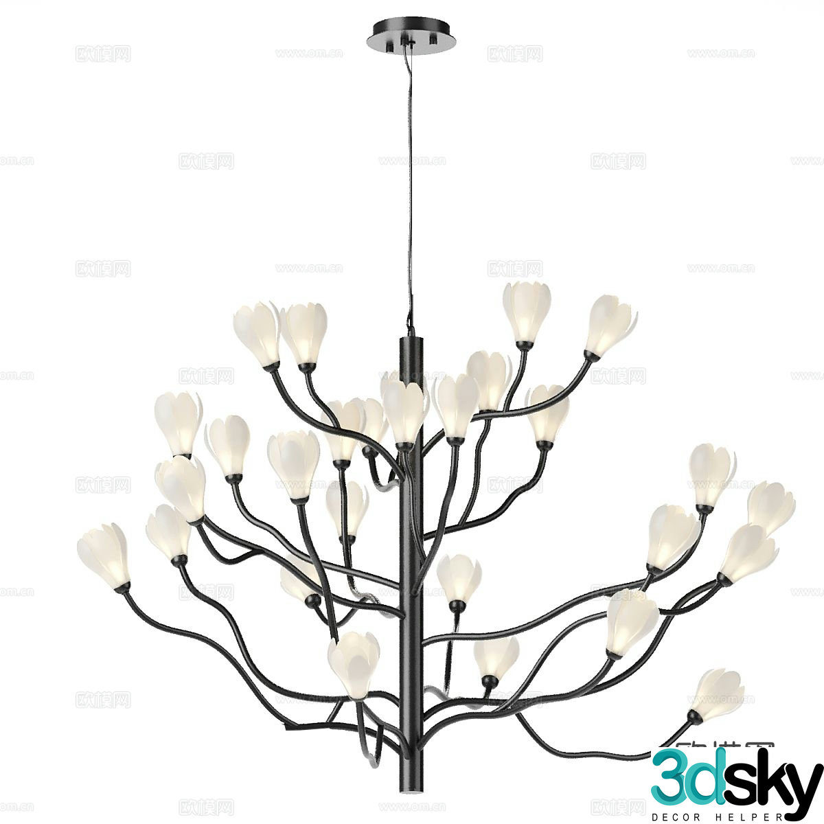 French chandelier petal chandelier 3d model