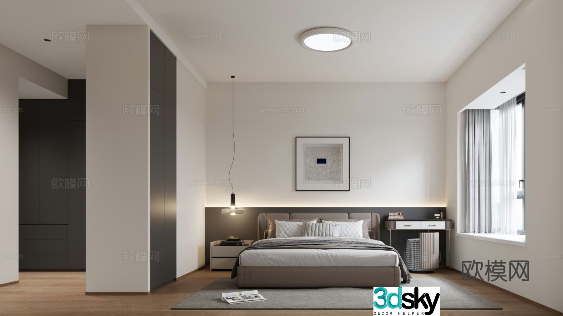 Modern bedroom master bedroom 3d model