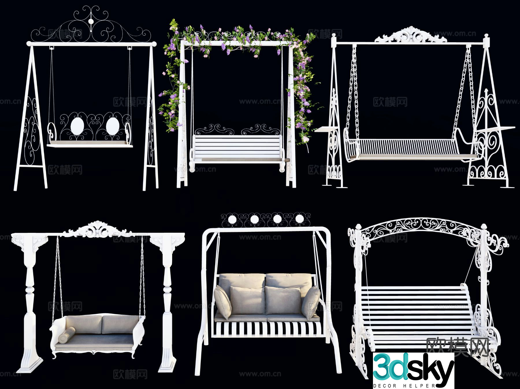 European swing chair garden swing hanging chair 3D model