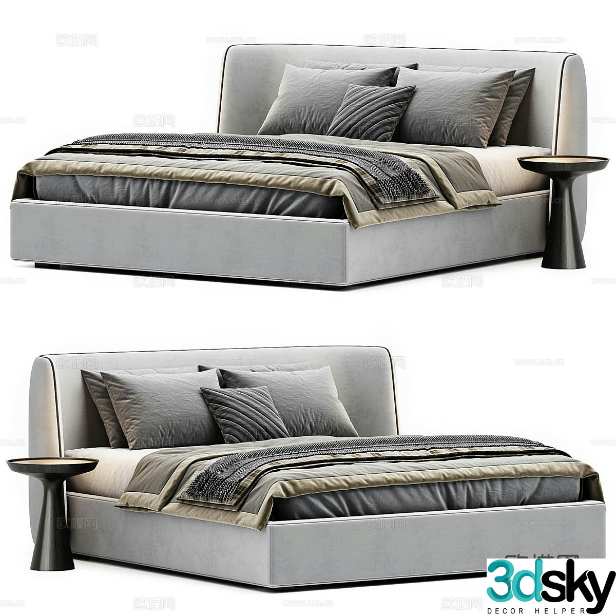 Modern double bed 3d model