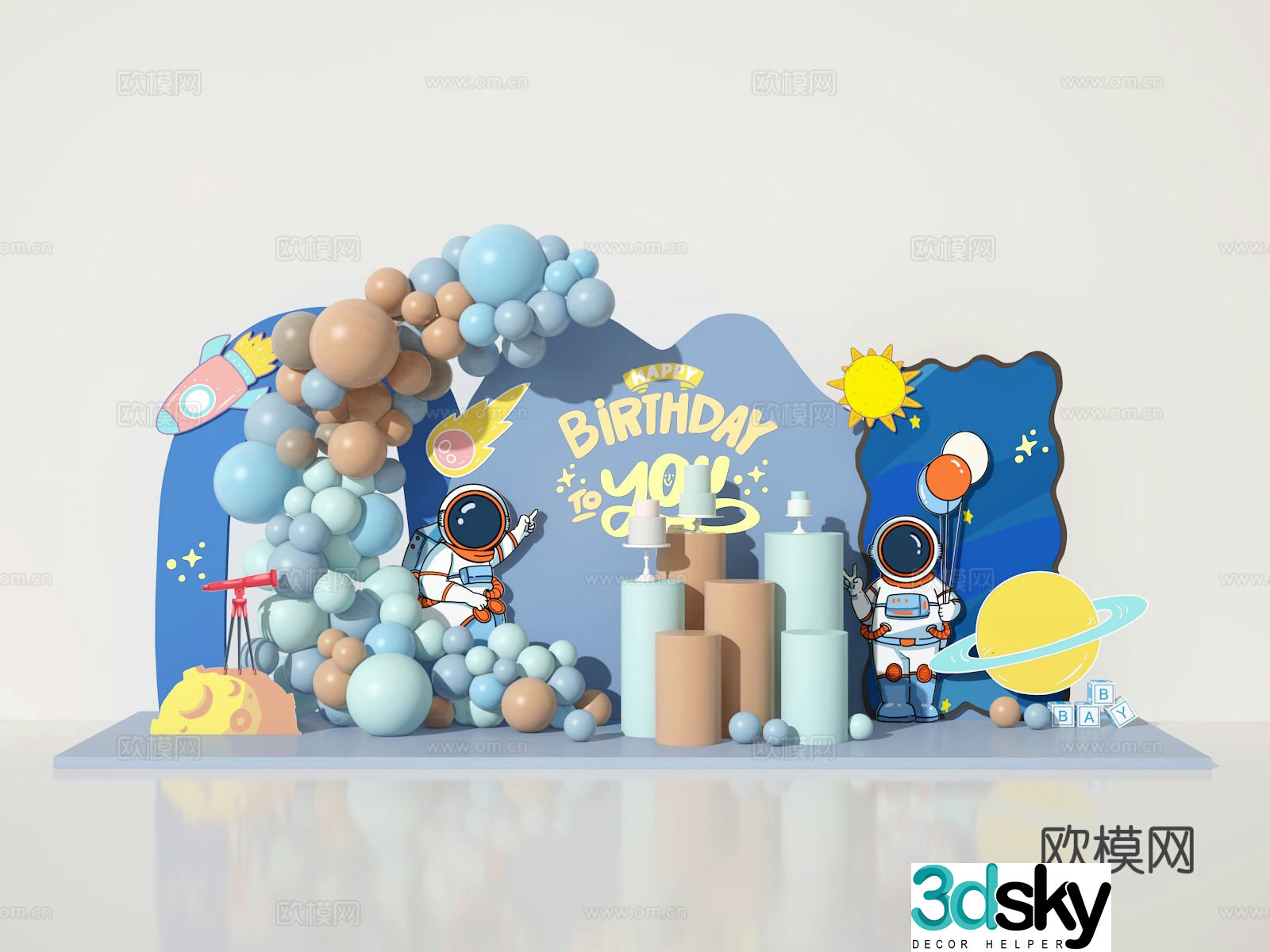 Balloon art cartoon art astronaut check-in point 3D model