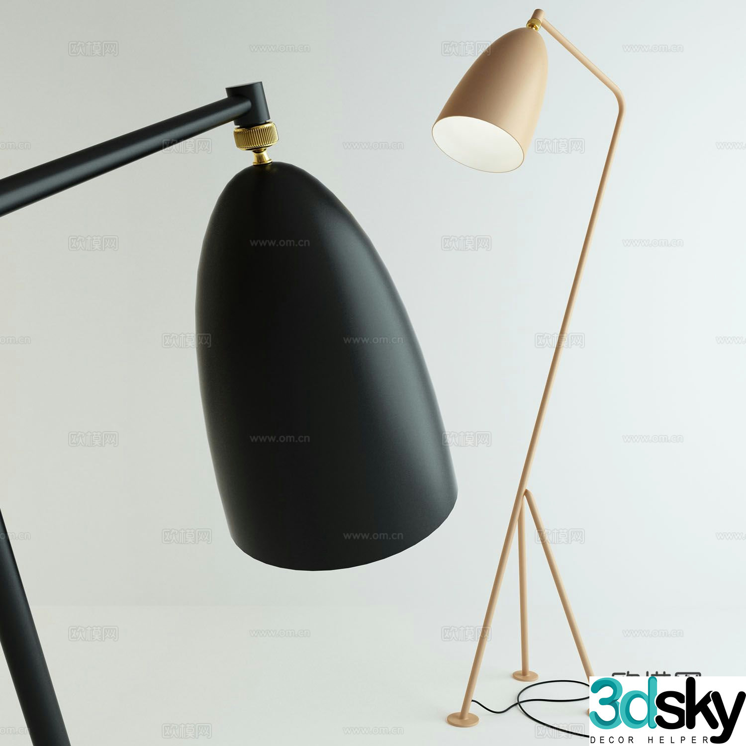 Gubi minimalist floor lamp 3d model