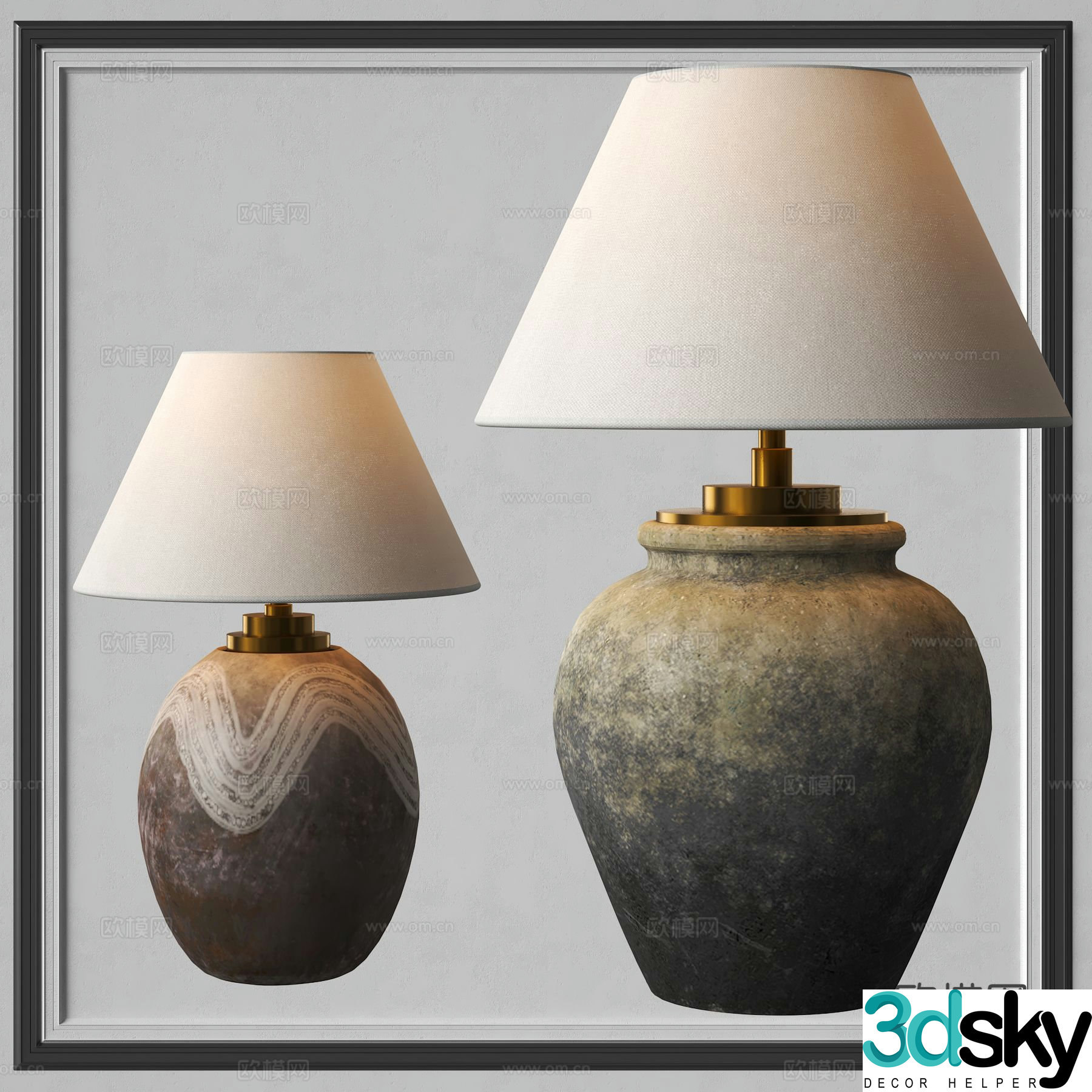 Wabi Sabi table lamp bedroom table lamp 3d model
