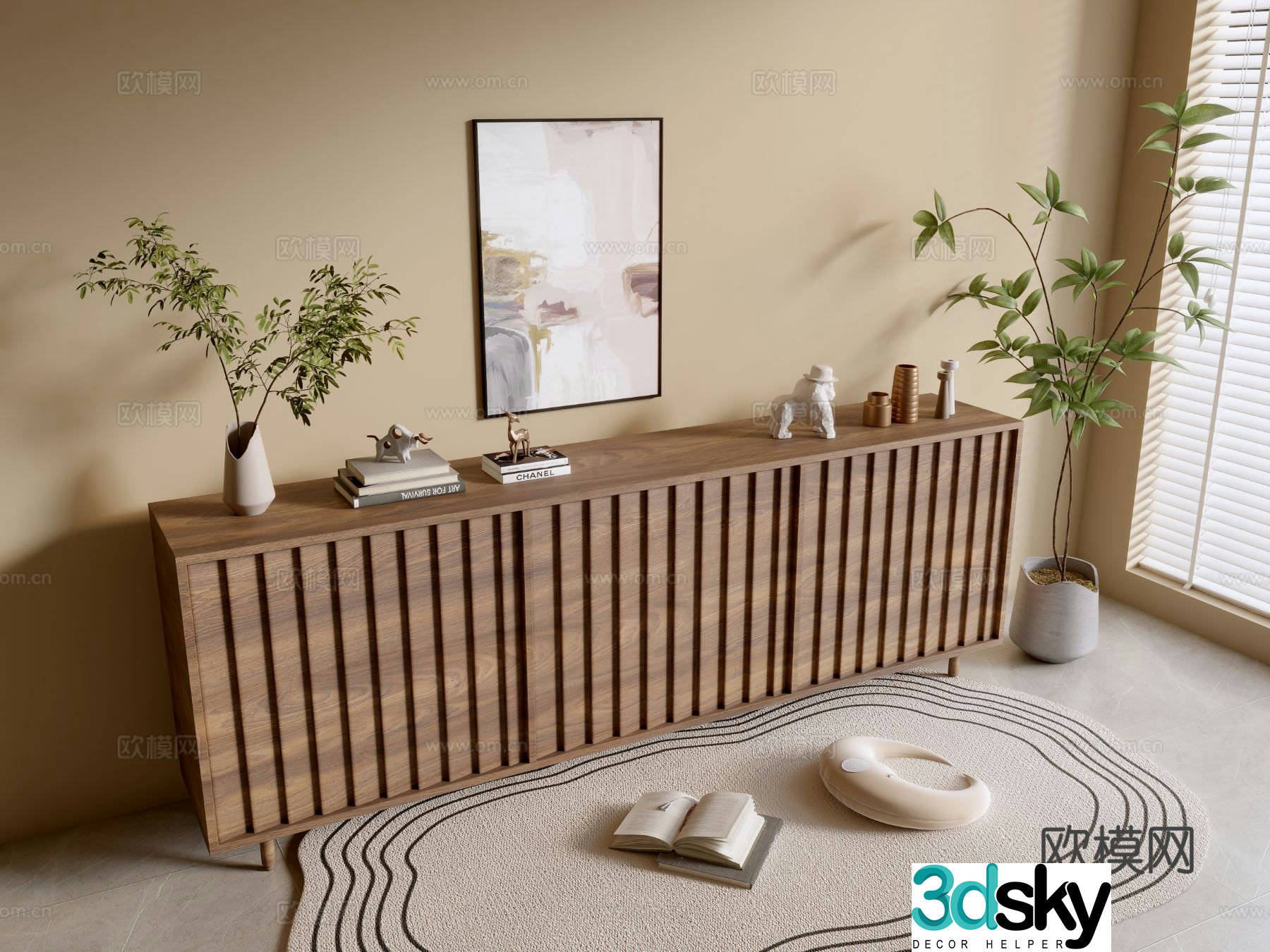 Wabi-sabi entrance cabinet 3d model