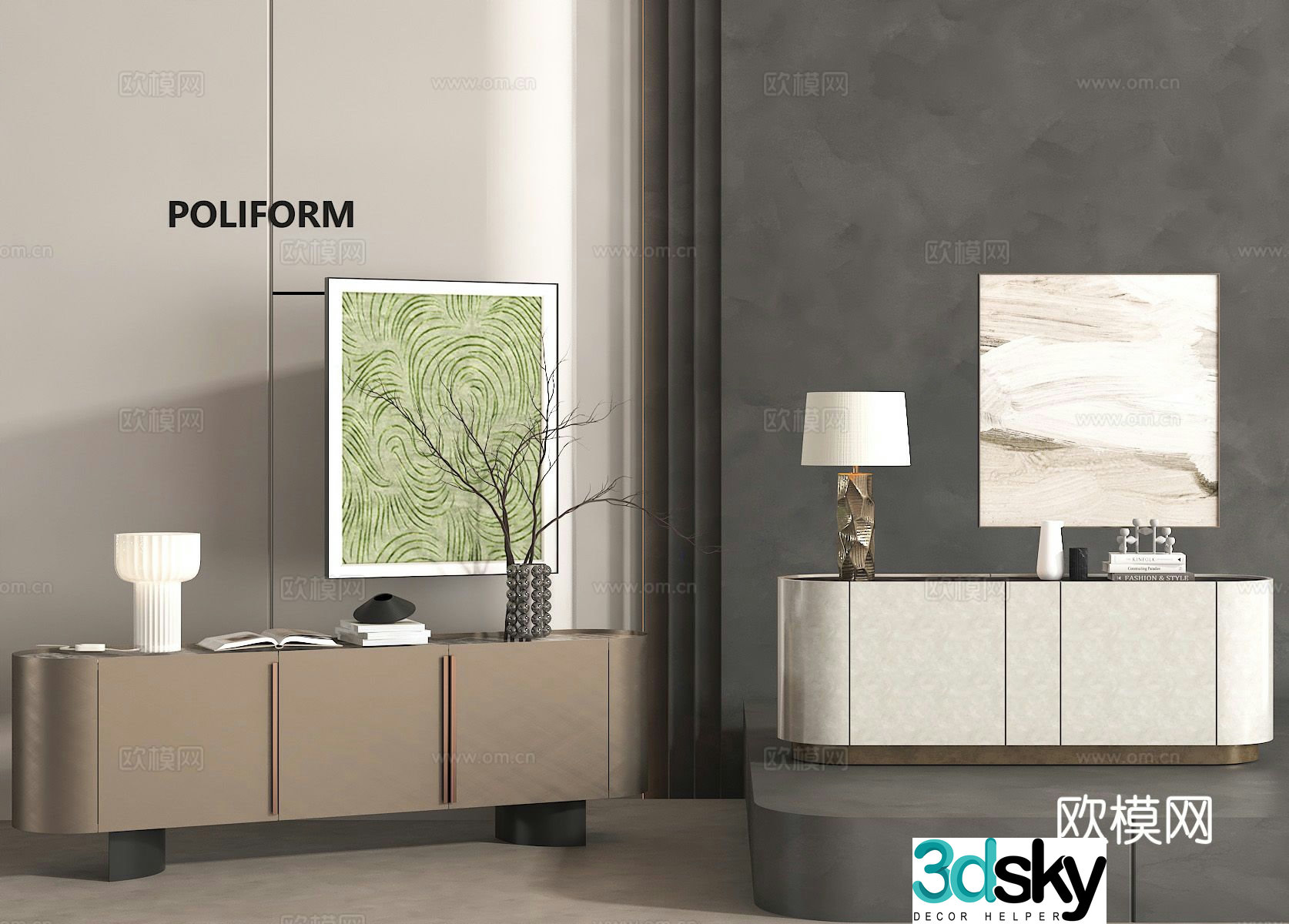 Modern side cabinet entrance cabinet 3d model