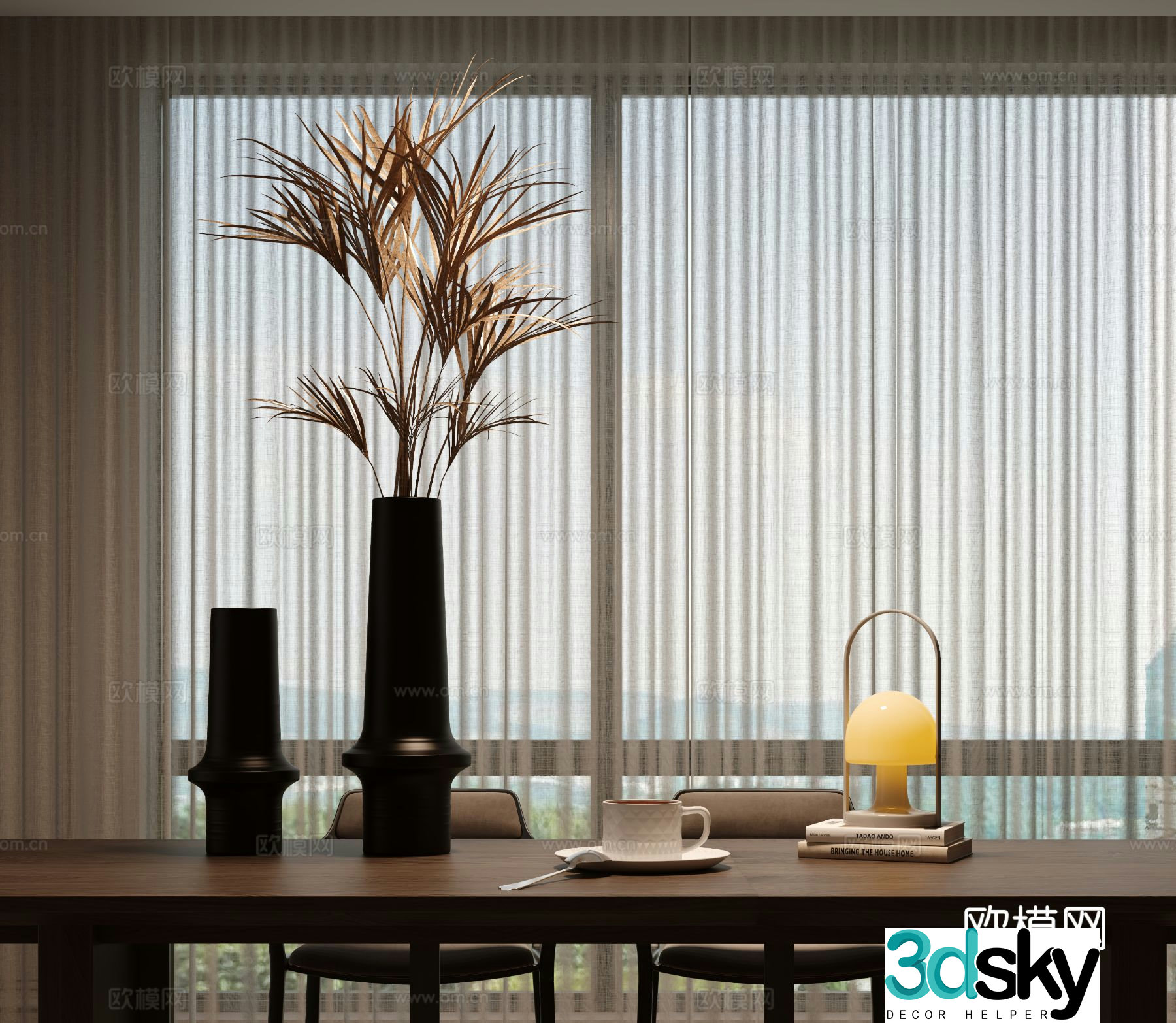 Modern vase floral arrangement dried flowers flower arrangement 3d model