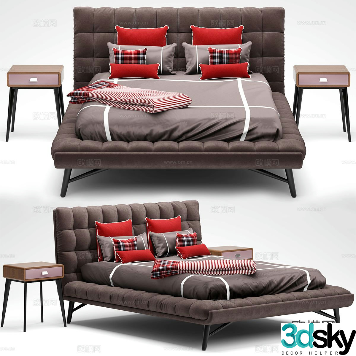 Modern double bed 3d model