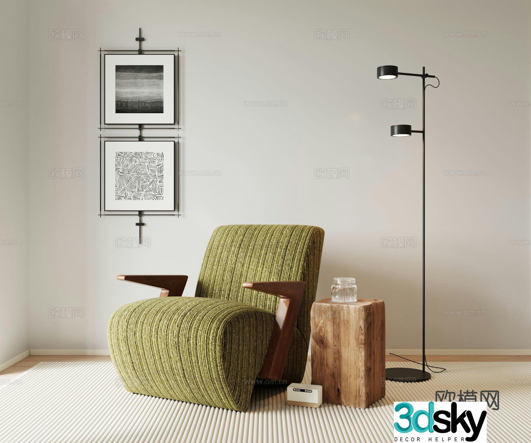Medieval style single sofa 3d model