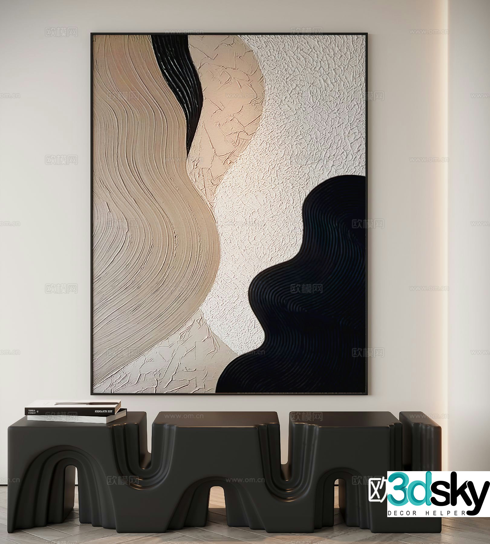 Modern texture painting decorative painting 3d model