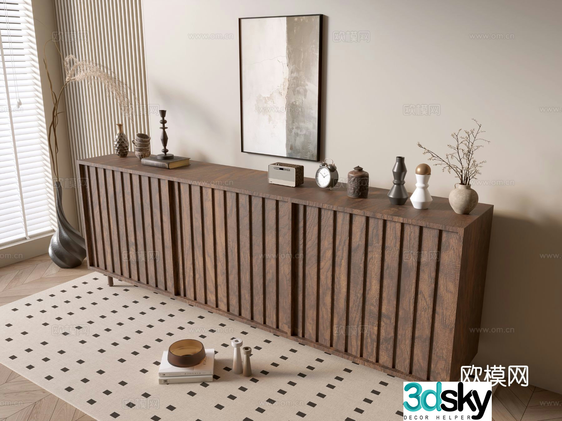 Wabi-sabi entrance cabinet 3d model
