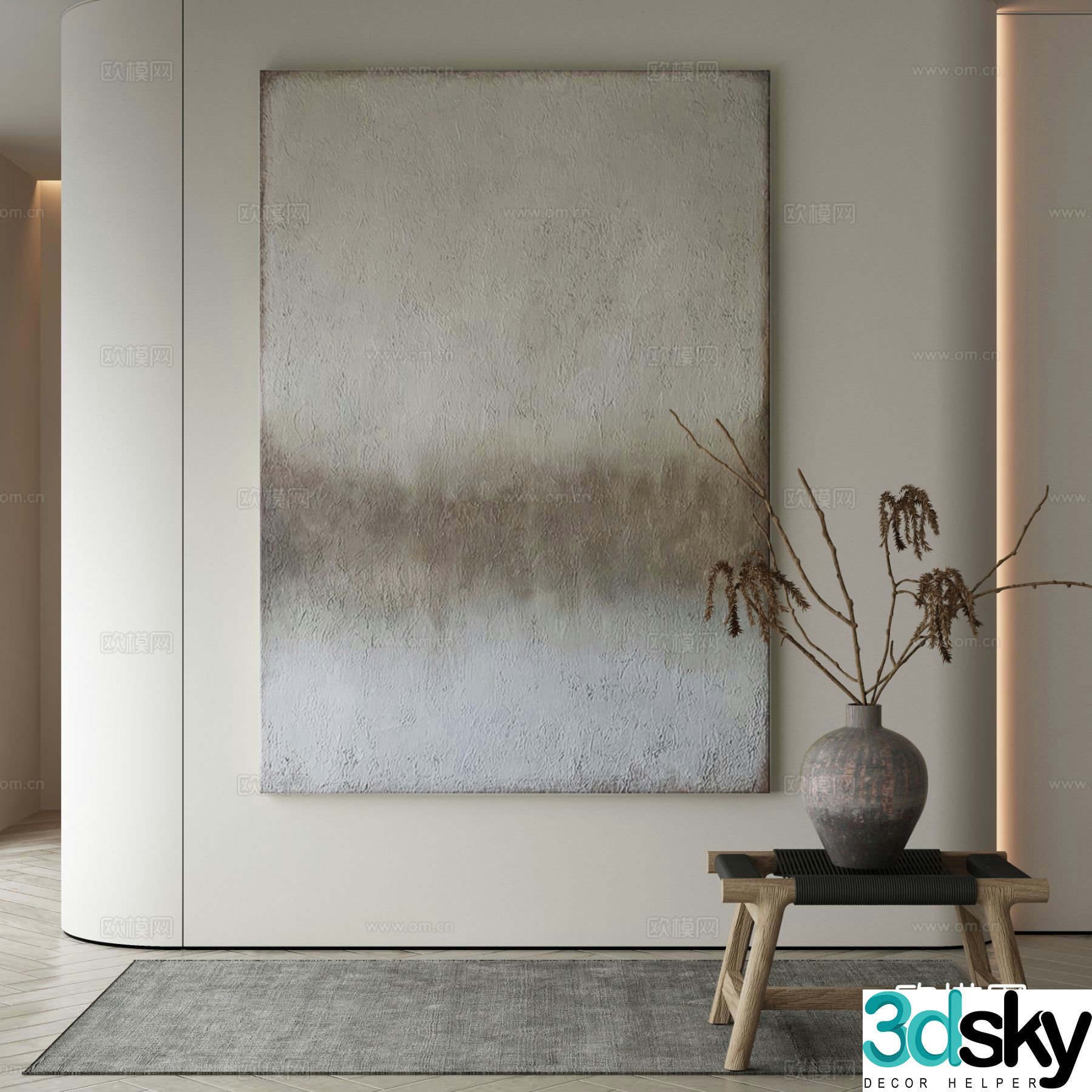 Modern decorative painting texture painting abstract painting 3d model