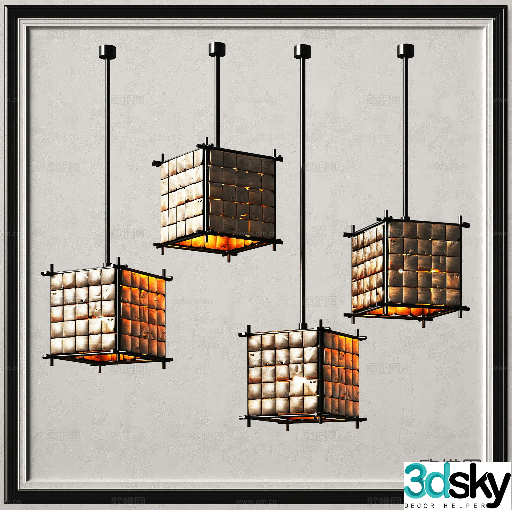 Wabi-sabi chandelier art chandelier square chandelier 3d model