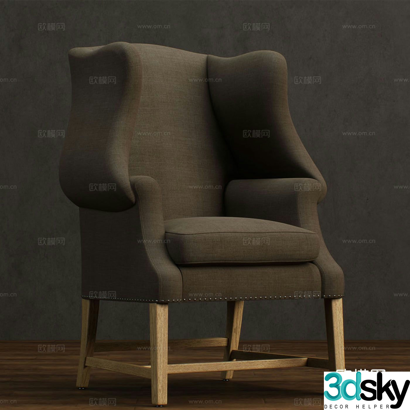 American single sofa 3d model