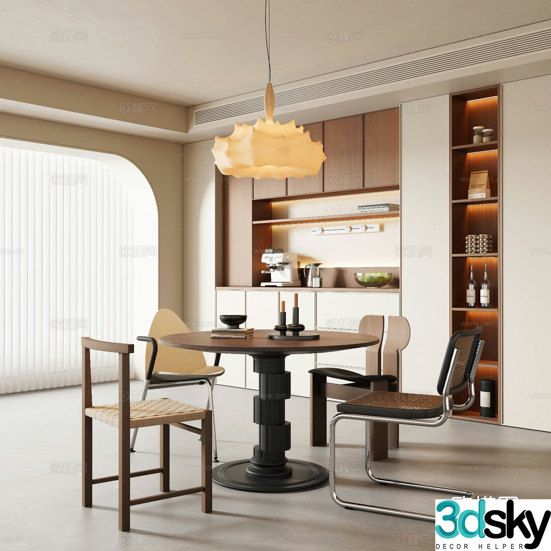 Medieval style dining table and chairs 3d model