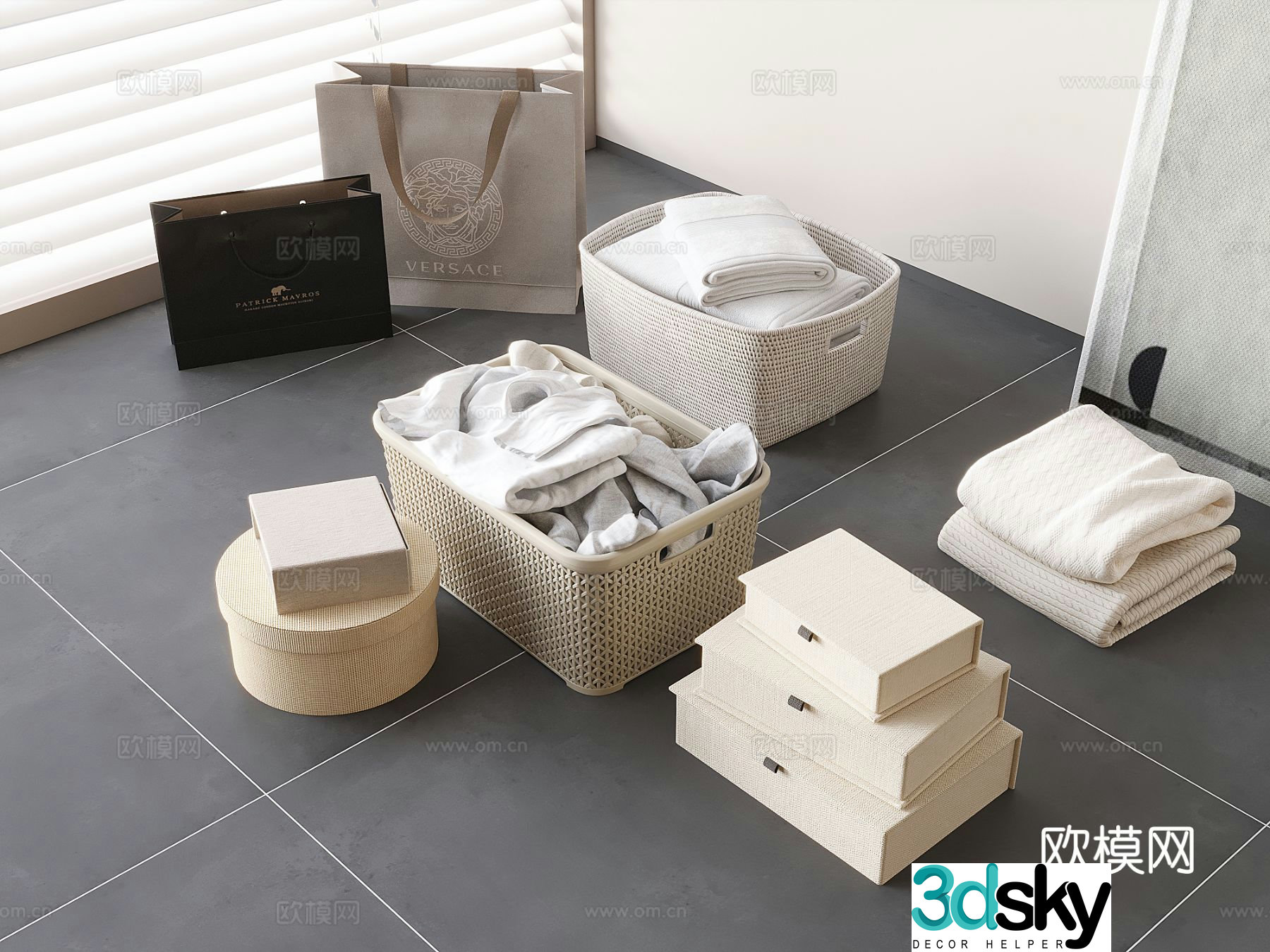 Dirty clothes basket storage basket storage basket 3d model