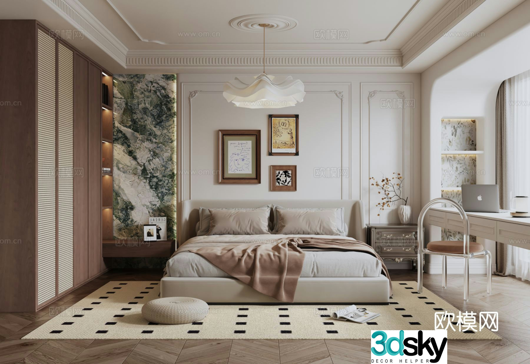French bedroom master bedroom 3d model