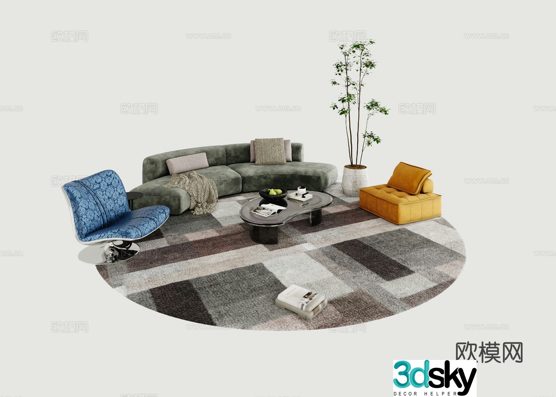 Modern modular sofa curved sofa 3d model