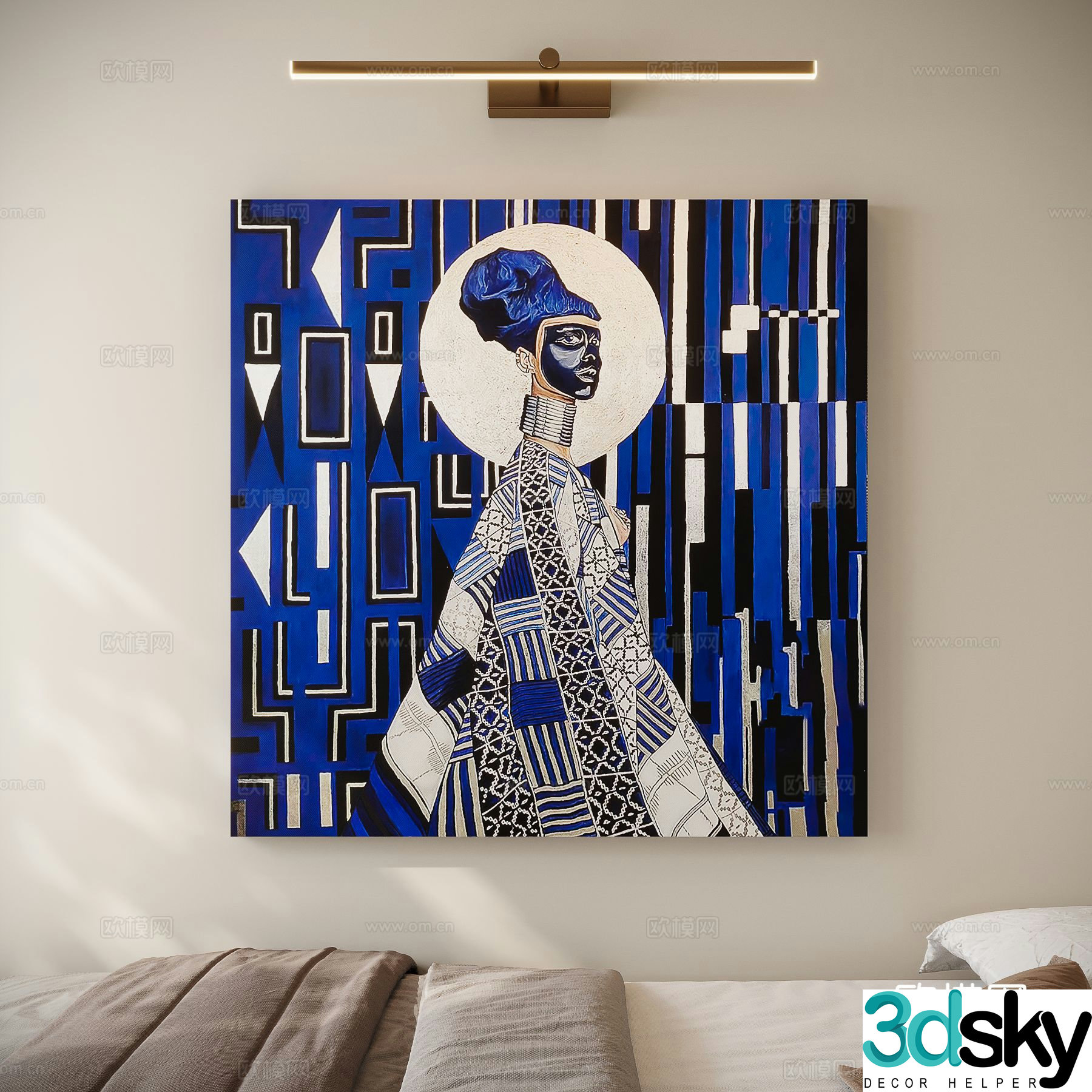Modern figure painting decorative painting 3d model