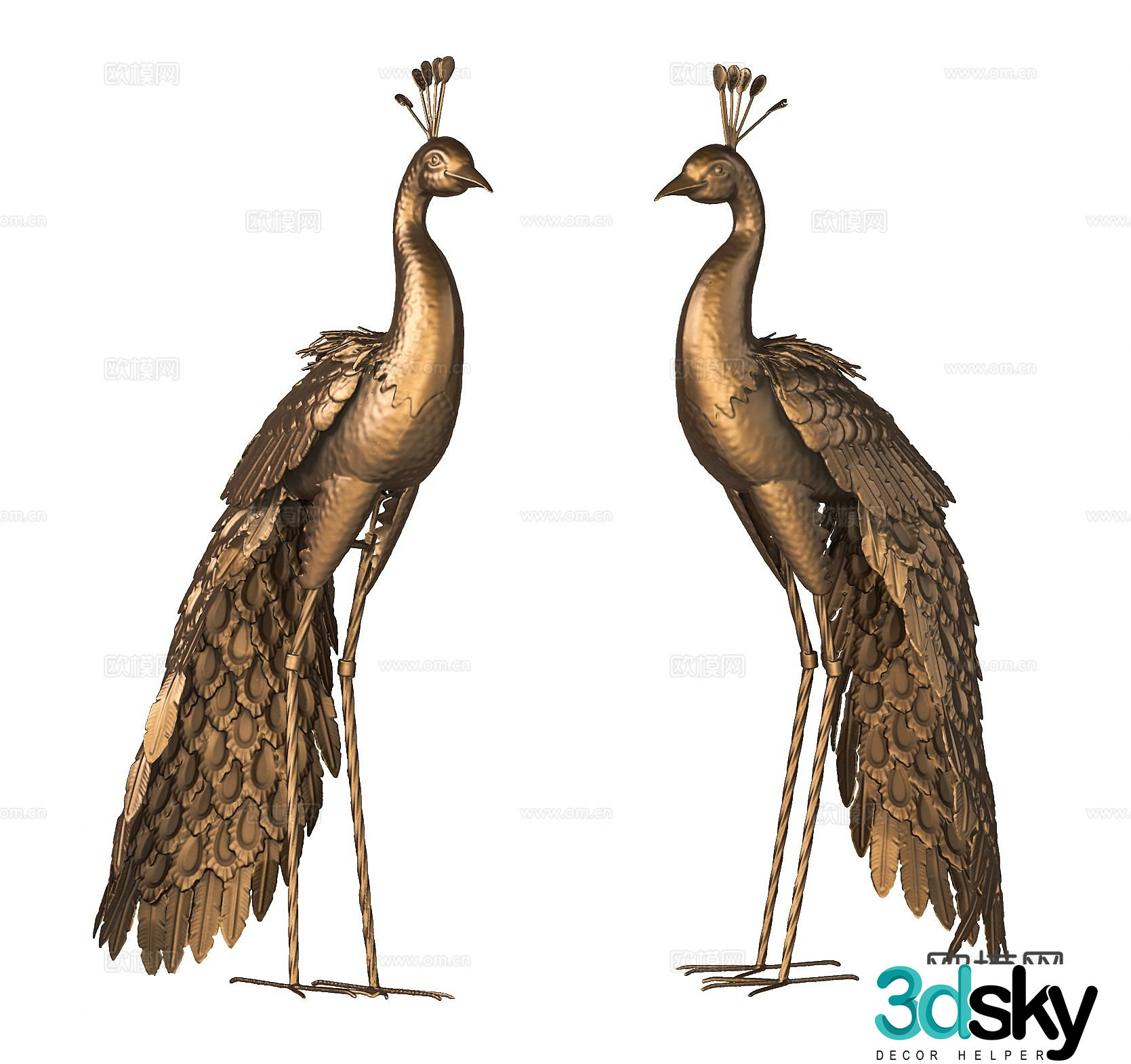 Peacock Sculpture Art Ornament 3D Model