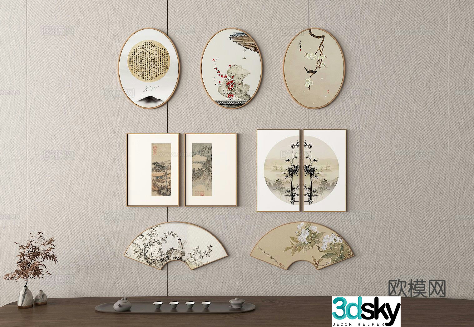 New Chinese style decorative painting traditional Chinese painting ancient painting hanging painting 3D model