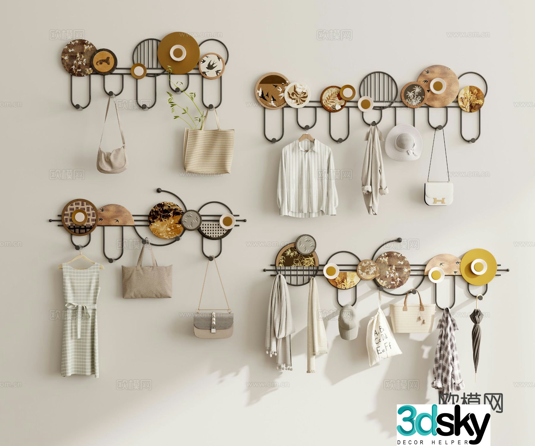 Coat hook wall decoration hanging decoration 3d model