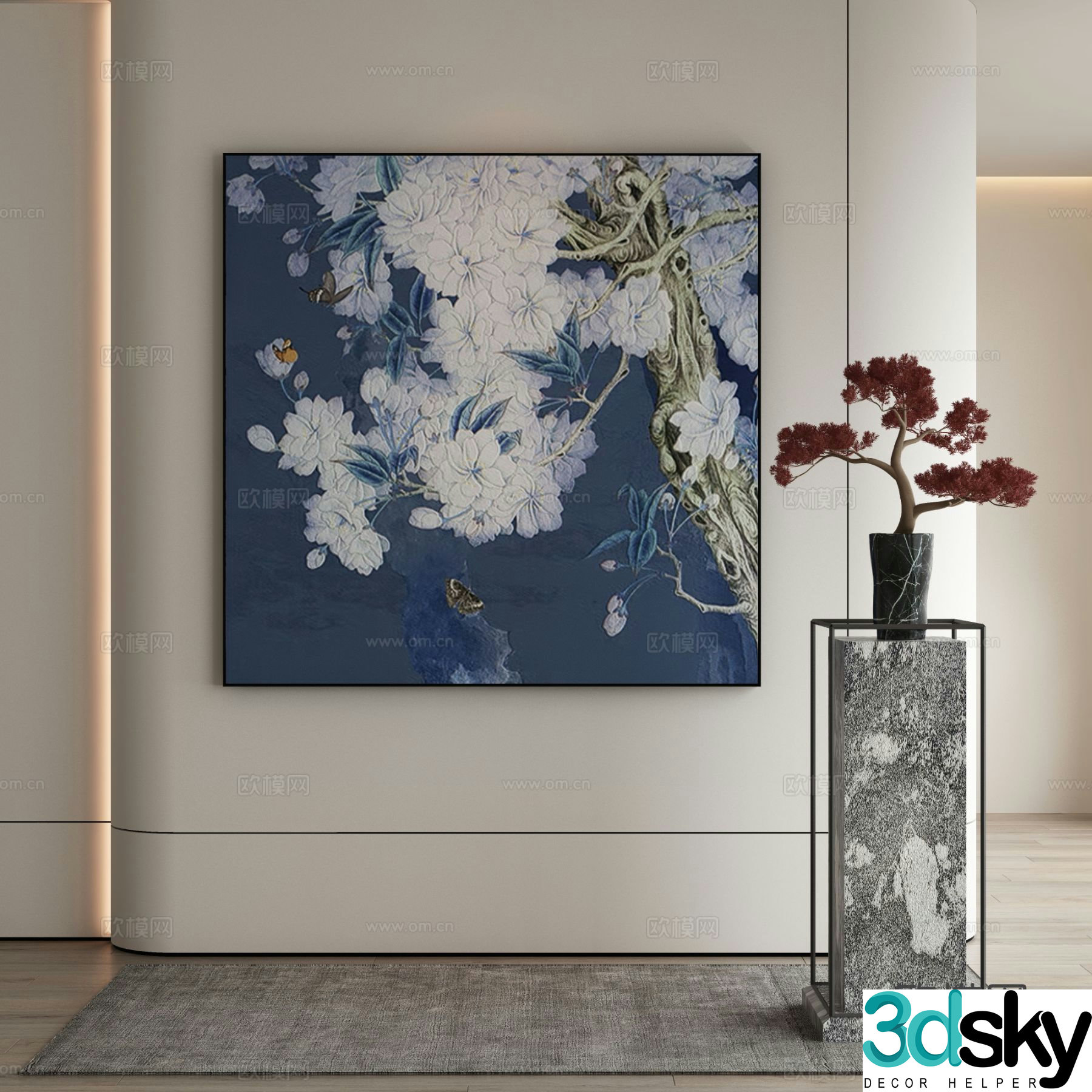 New Chinese style decorative painting texture painting hanging painting 3D model