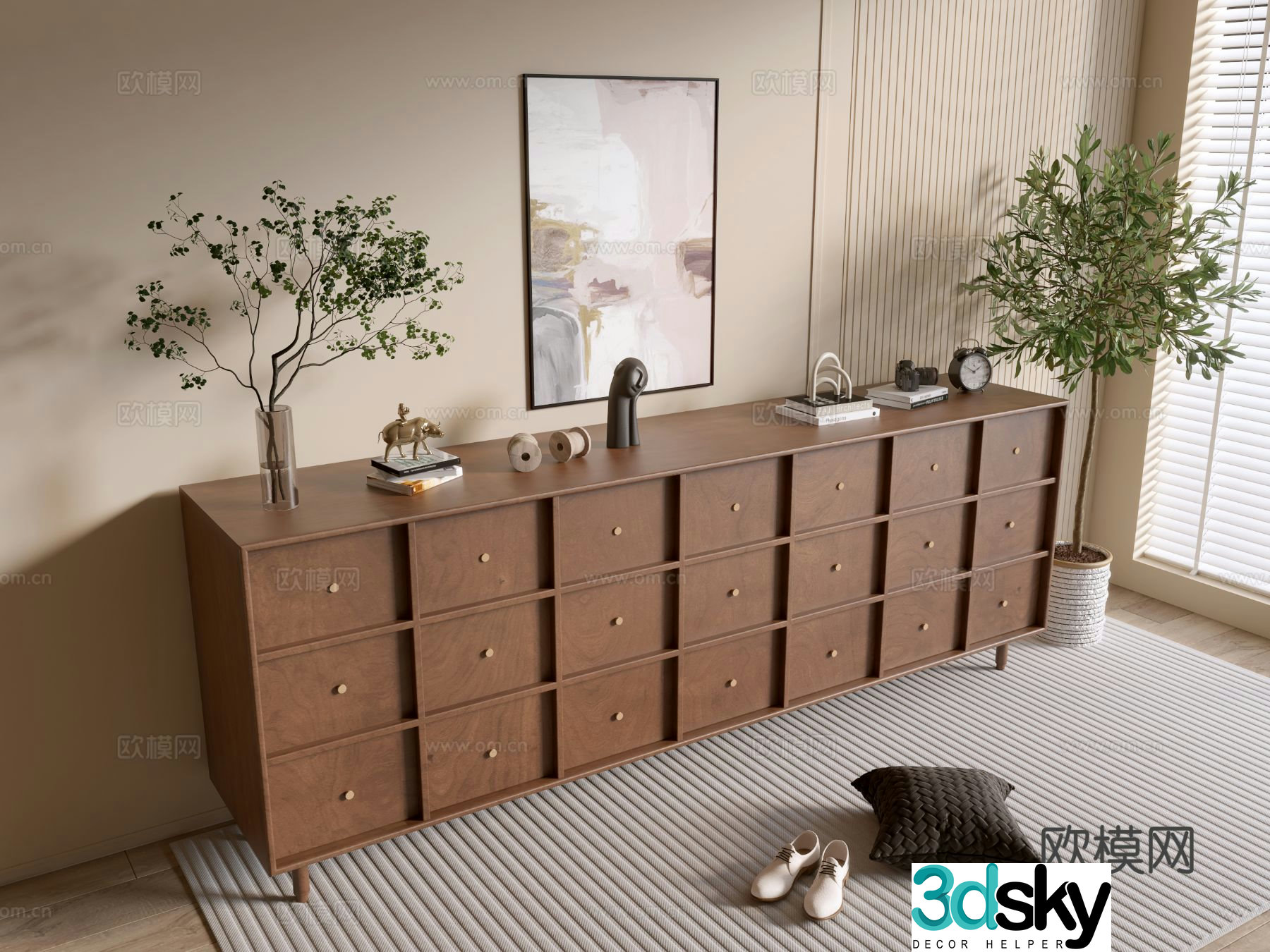 Log air chest side cabinet 3D model