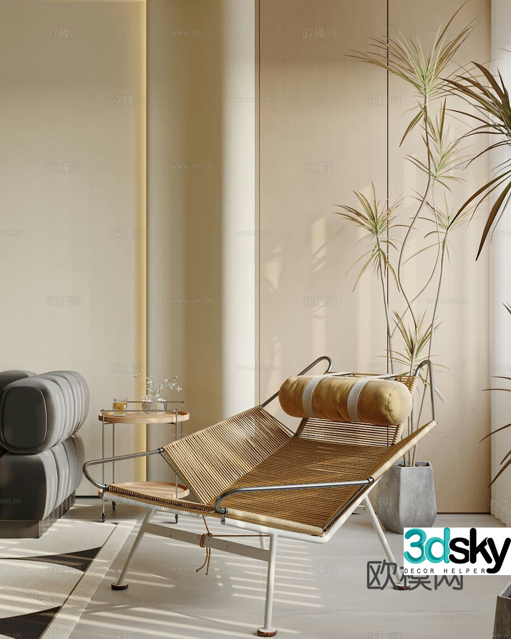 Rattan chair leisure chair 3d model