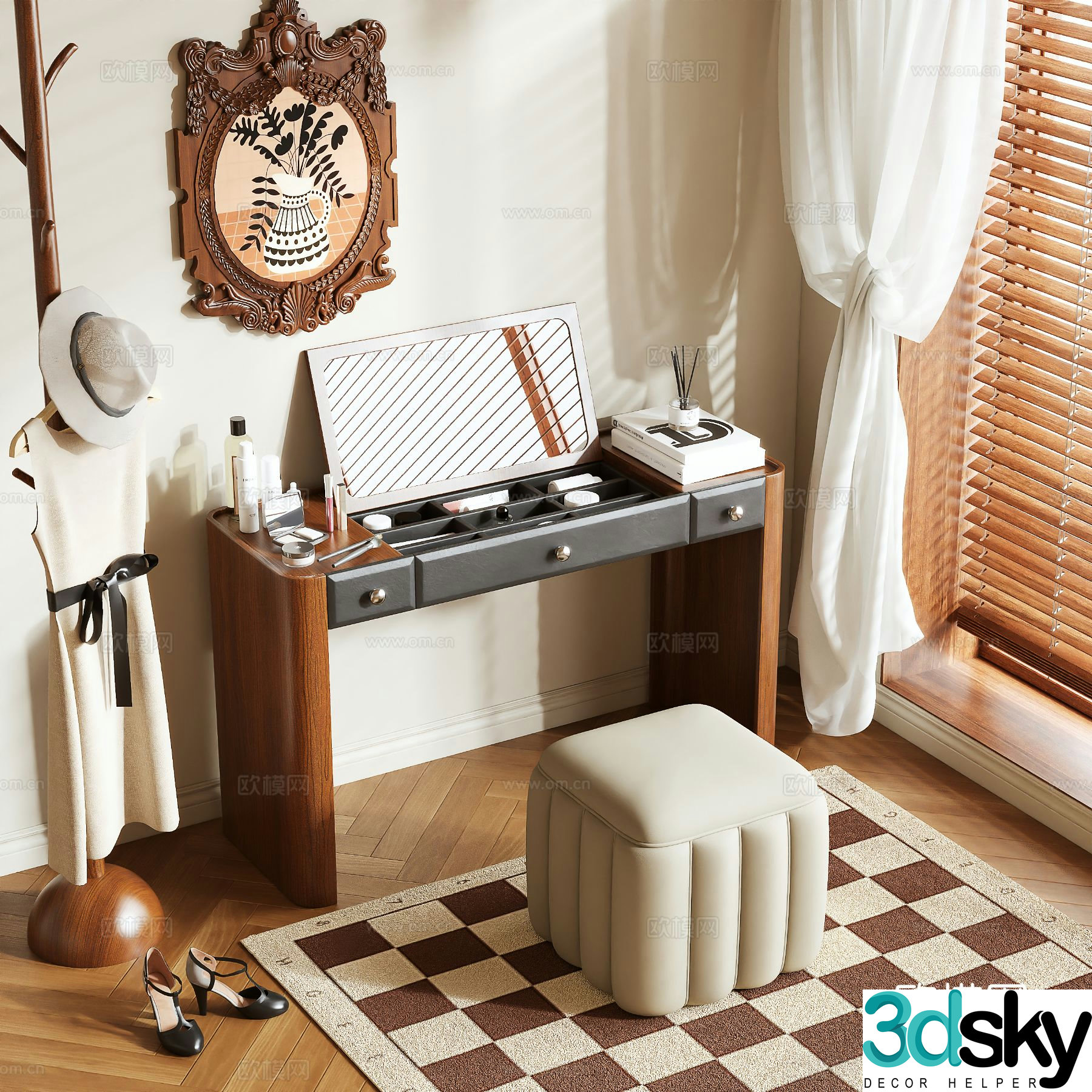 Medieval style dressing table 3d model