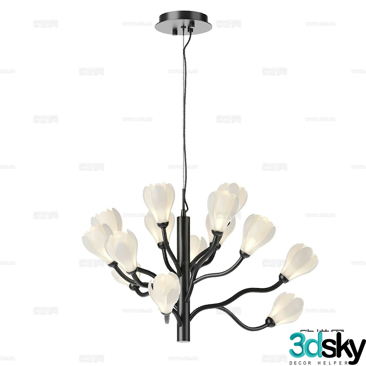 Modern flower chandelier creative chandelier 3d model