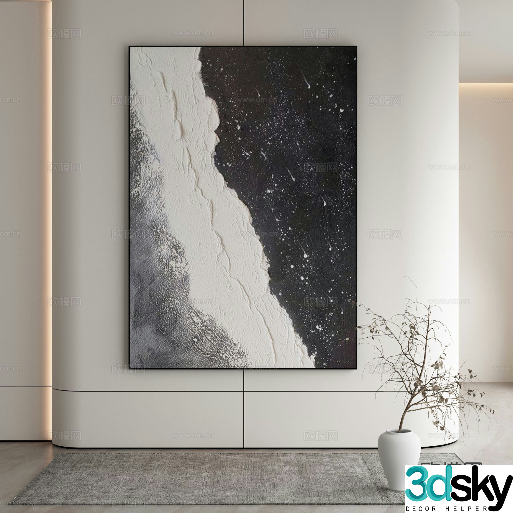 Modern texture painting decorative painting 3d model