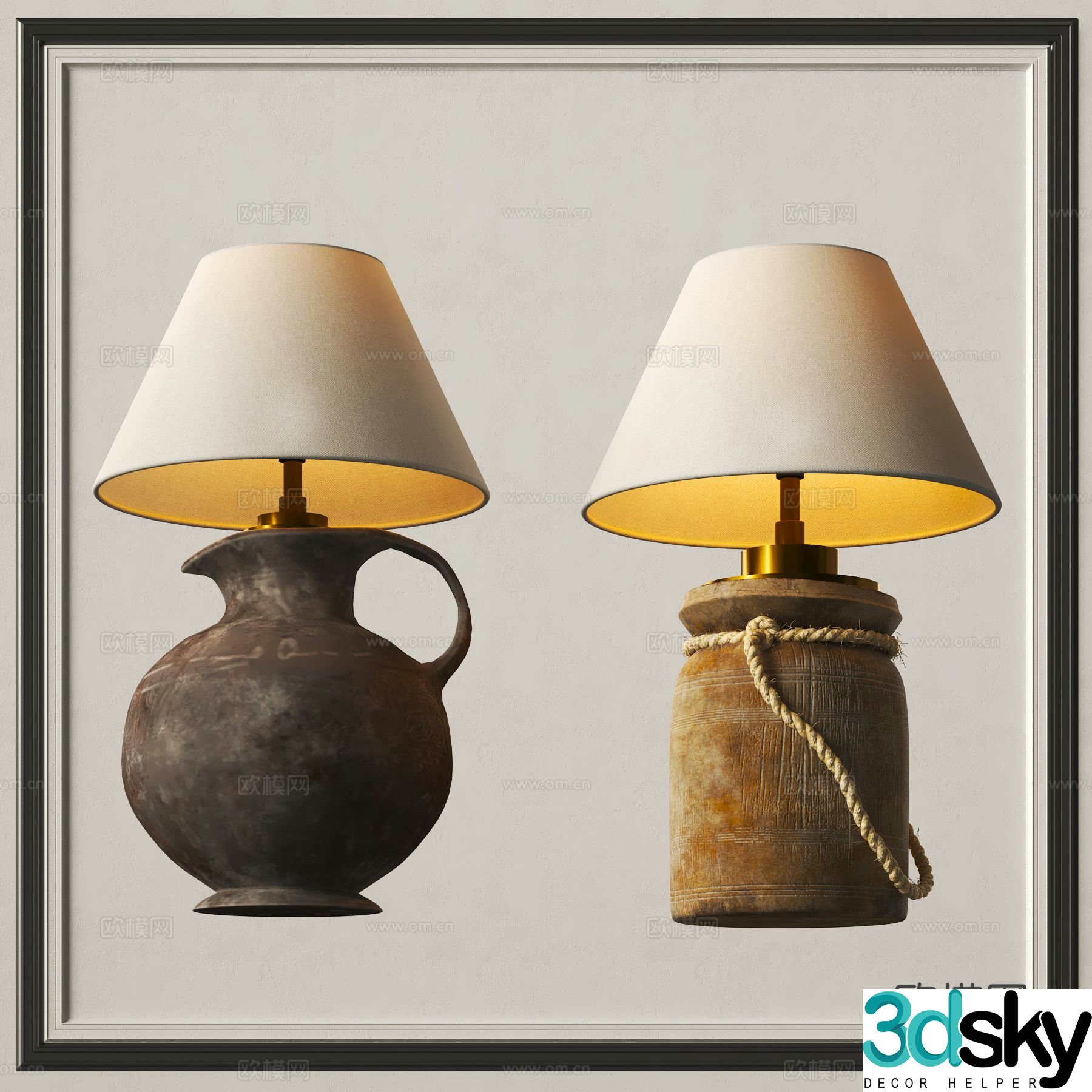 Wabi Sabi desk lamp retro desk lamp 3d model