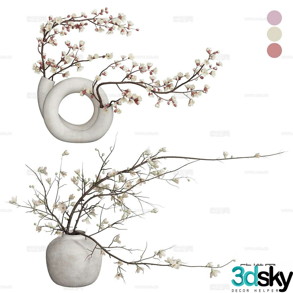 wabi-sabi vase floral arrangement flowers flower arrangement 3d model