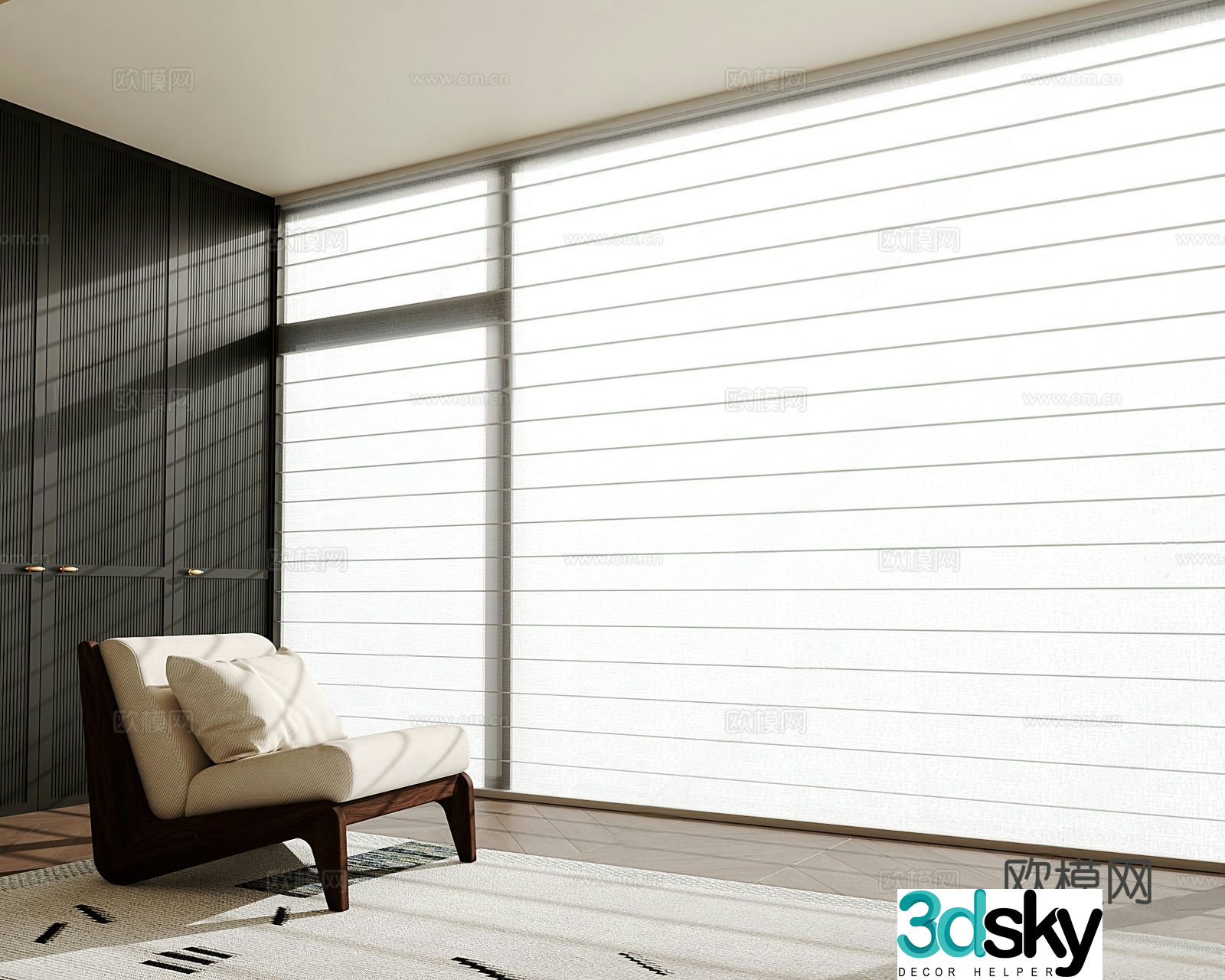 Modern curtains Shangri-La curtains Venetian blinds 3d model