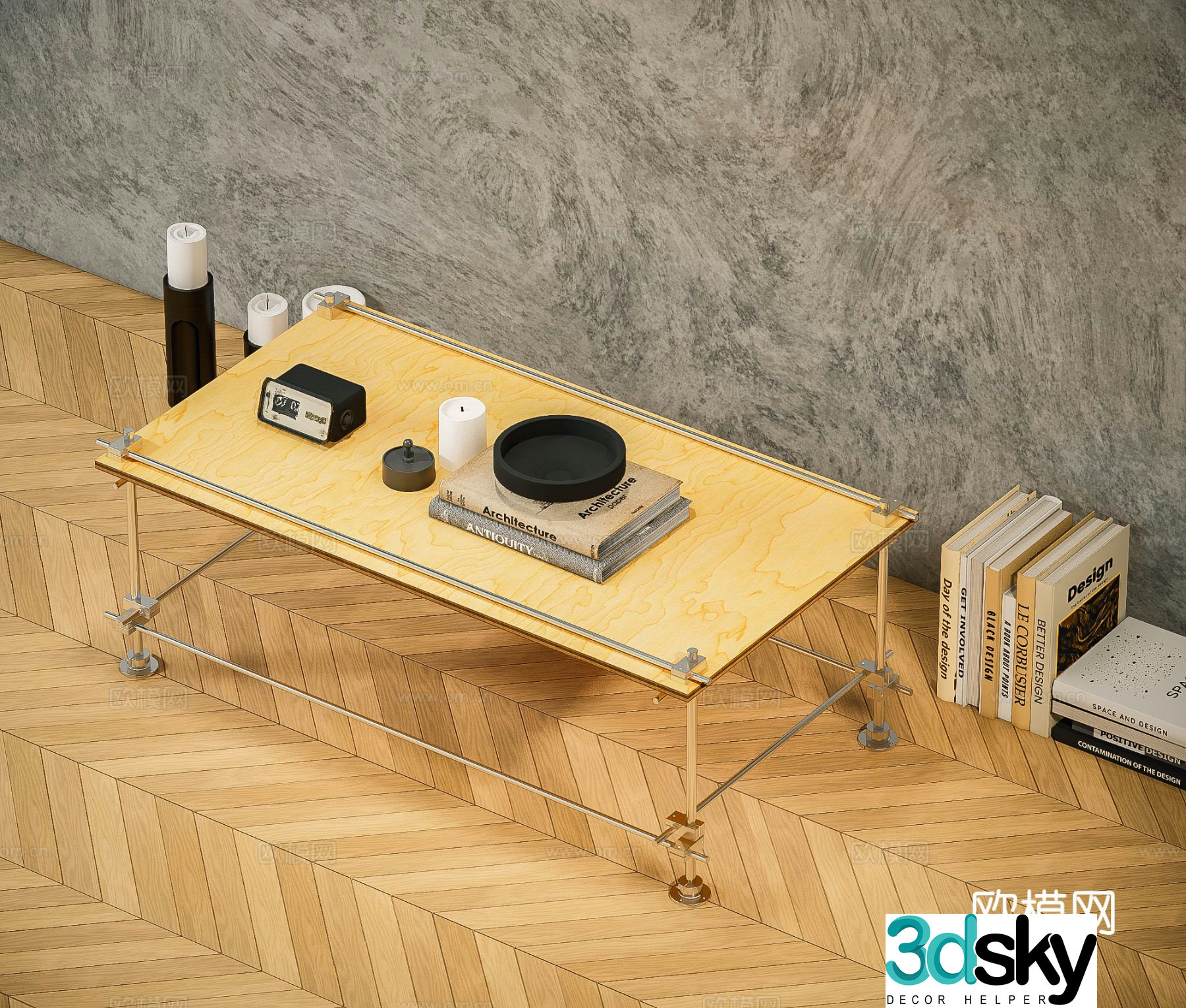 Minimalist coffee table square coffee table 3d model