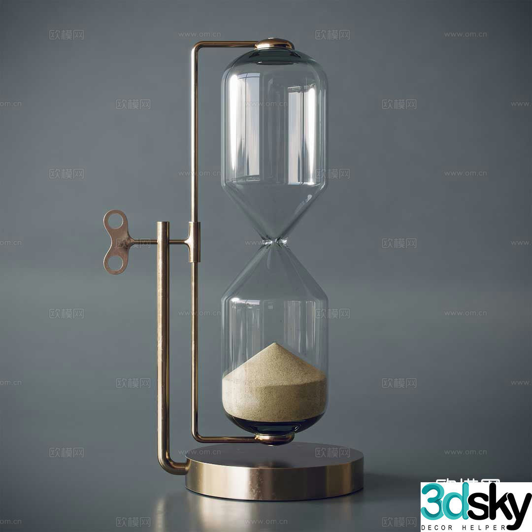 Modern glass hourglass copper hourglass jewelry ornaments 3d model