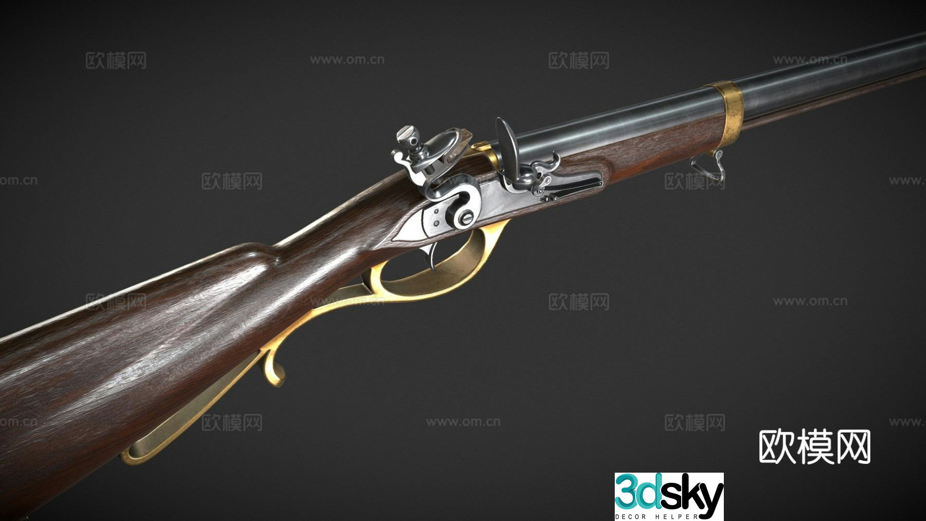 flint rifle 3d model