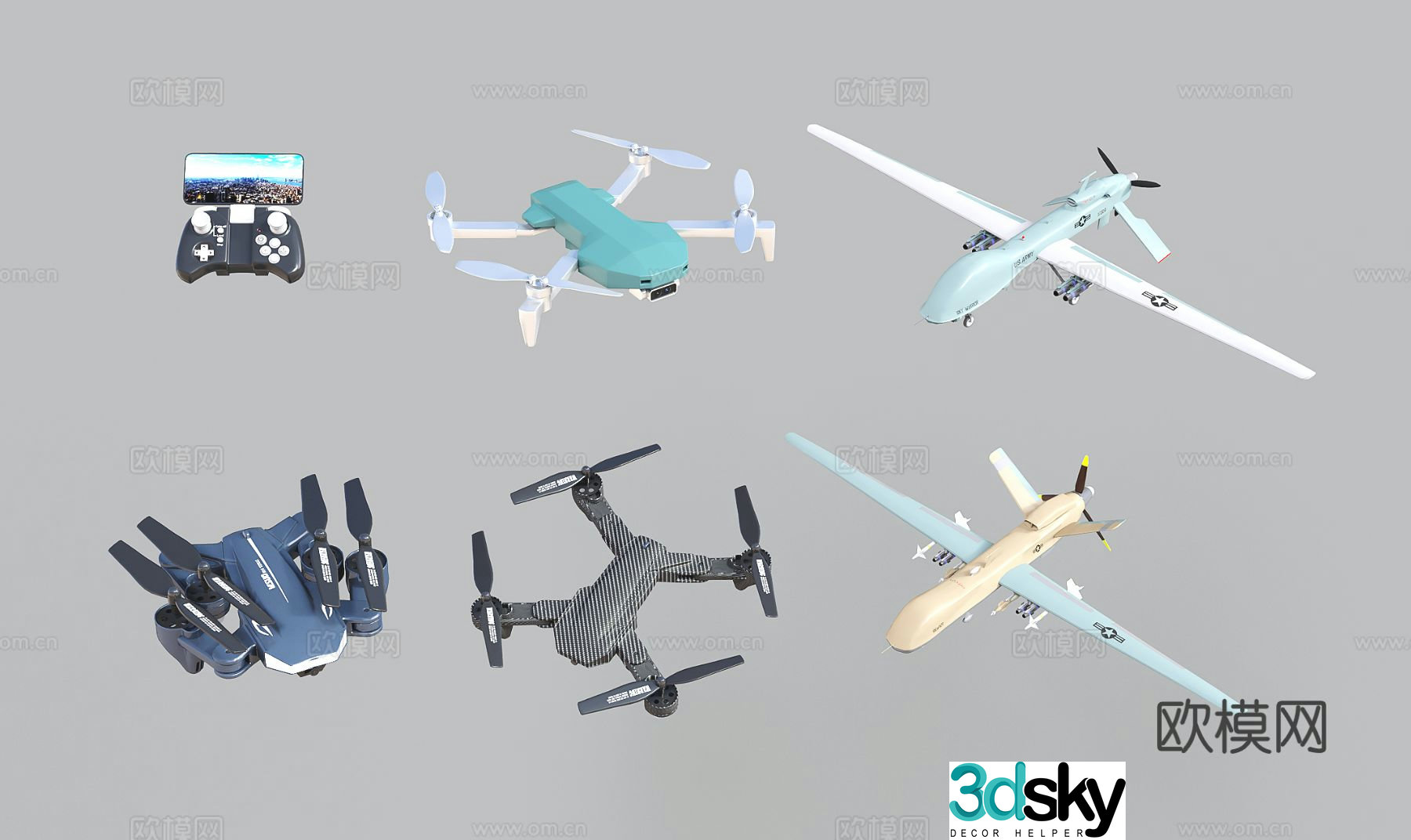 Modern aircraft drone aerial photography drone unmanned reconnaissance drone 3d model