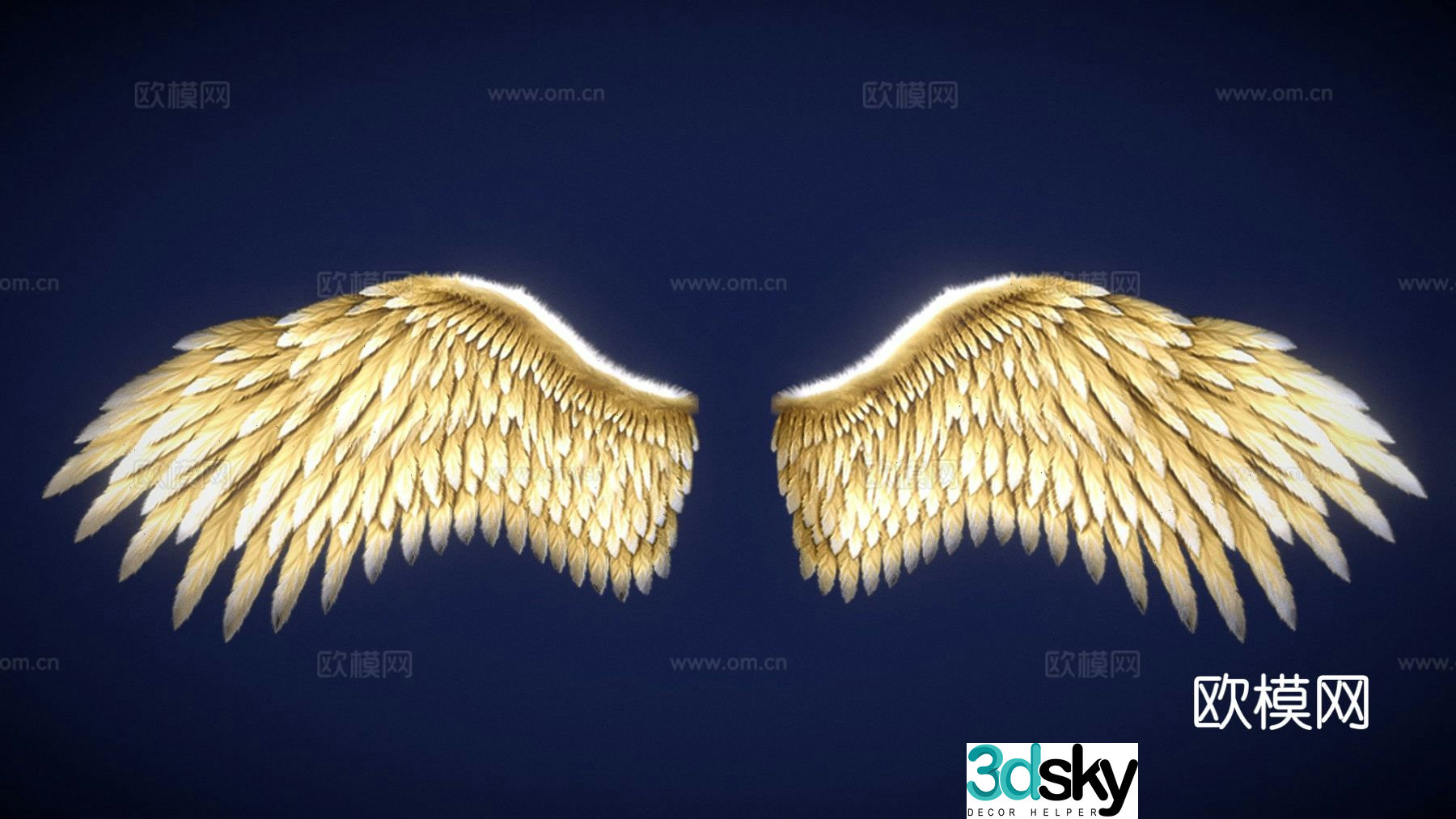 Golden angel wings 3d model