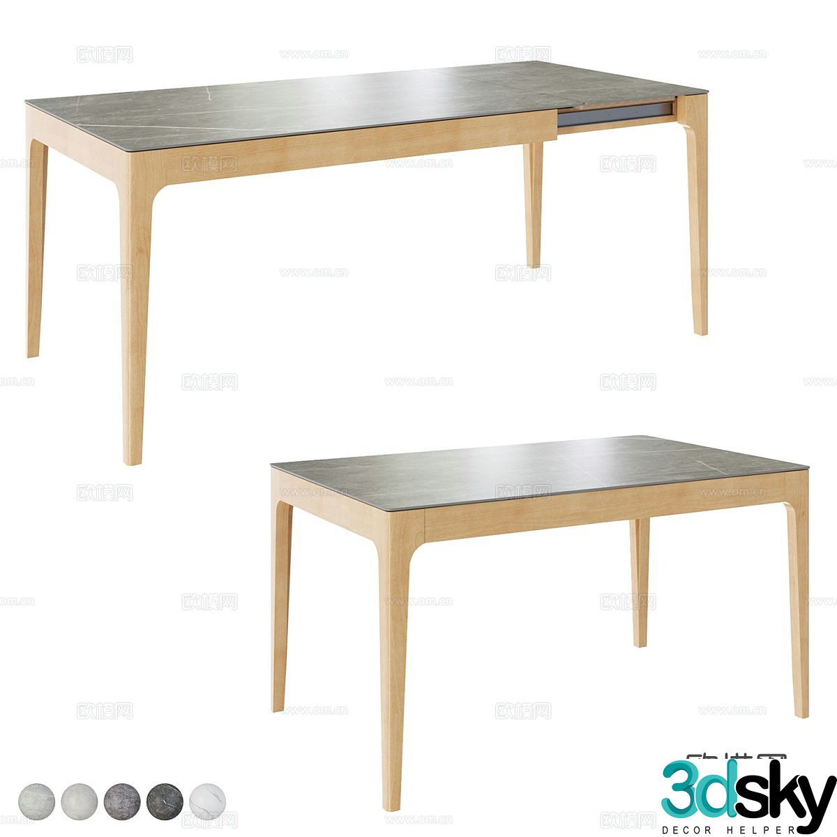 Nordic dining table strip dining table 3d model