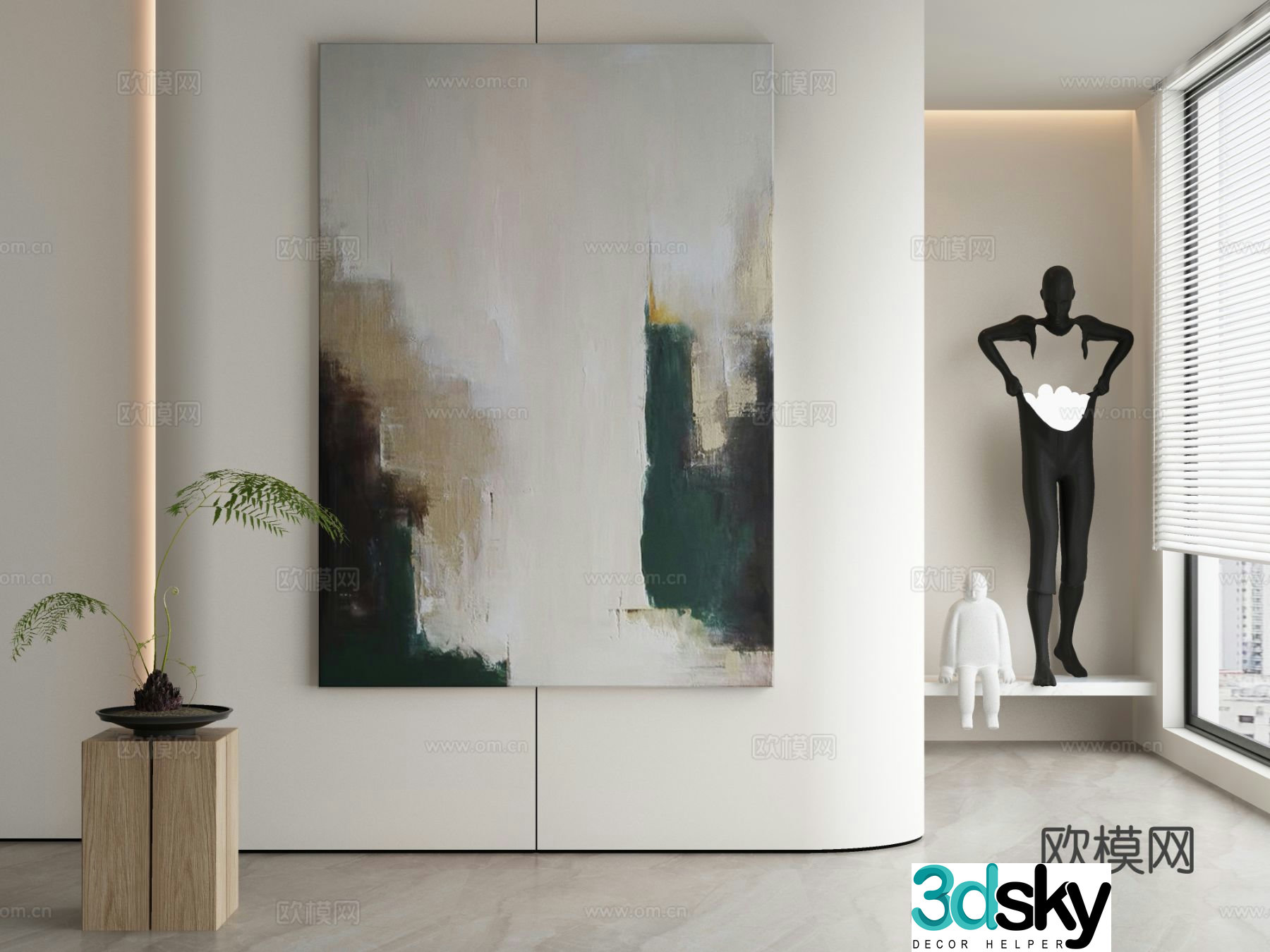 Modern decorative painting abstract oil painting sculpture 3d model