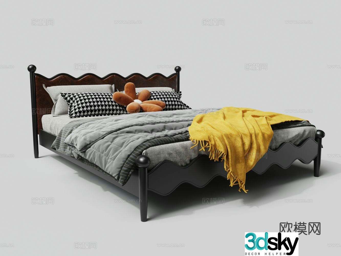 Nordic double bed 3d model
