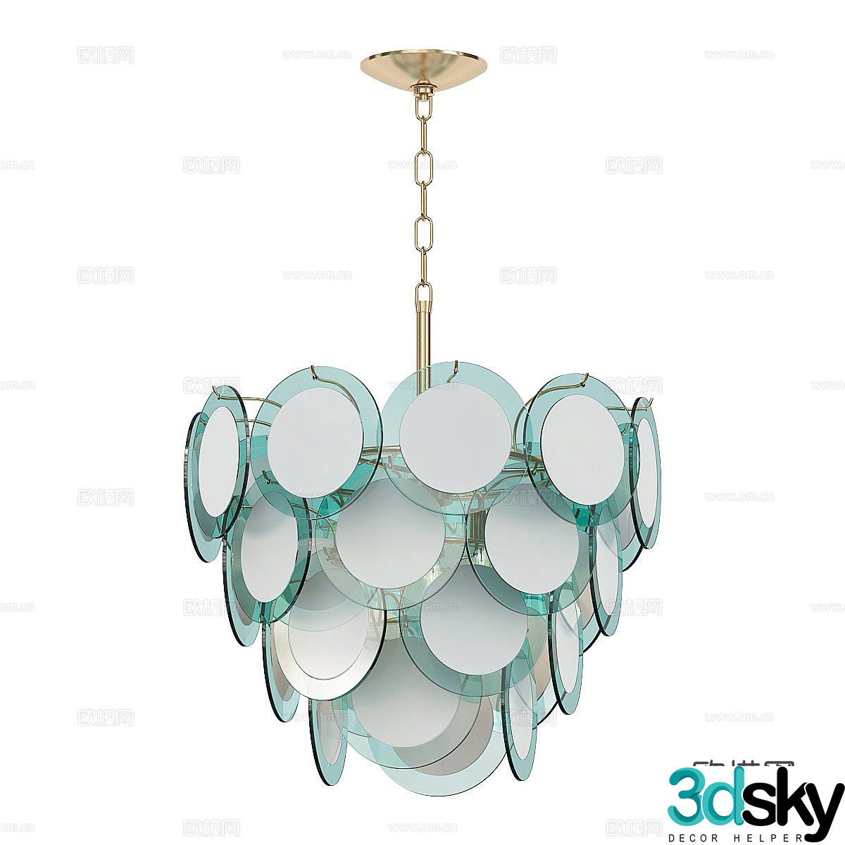 Simple European multi-layer chandelier 3D model