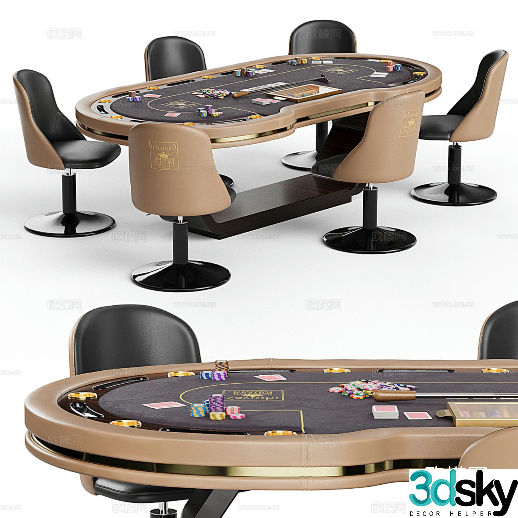 Texas Hold’em chess table 3d model