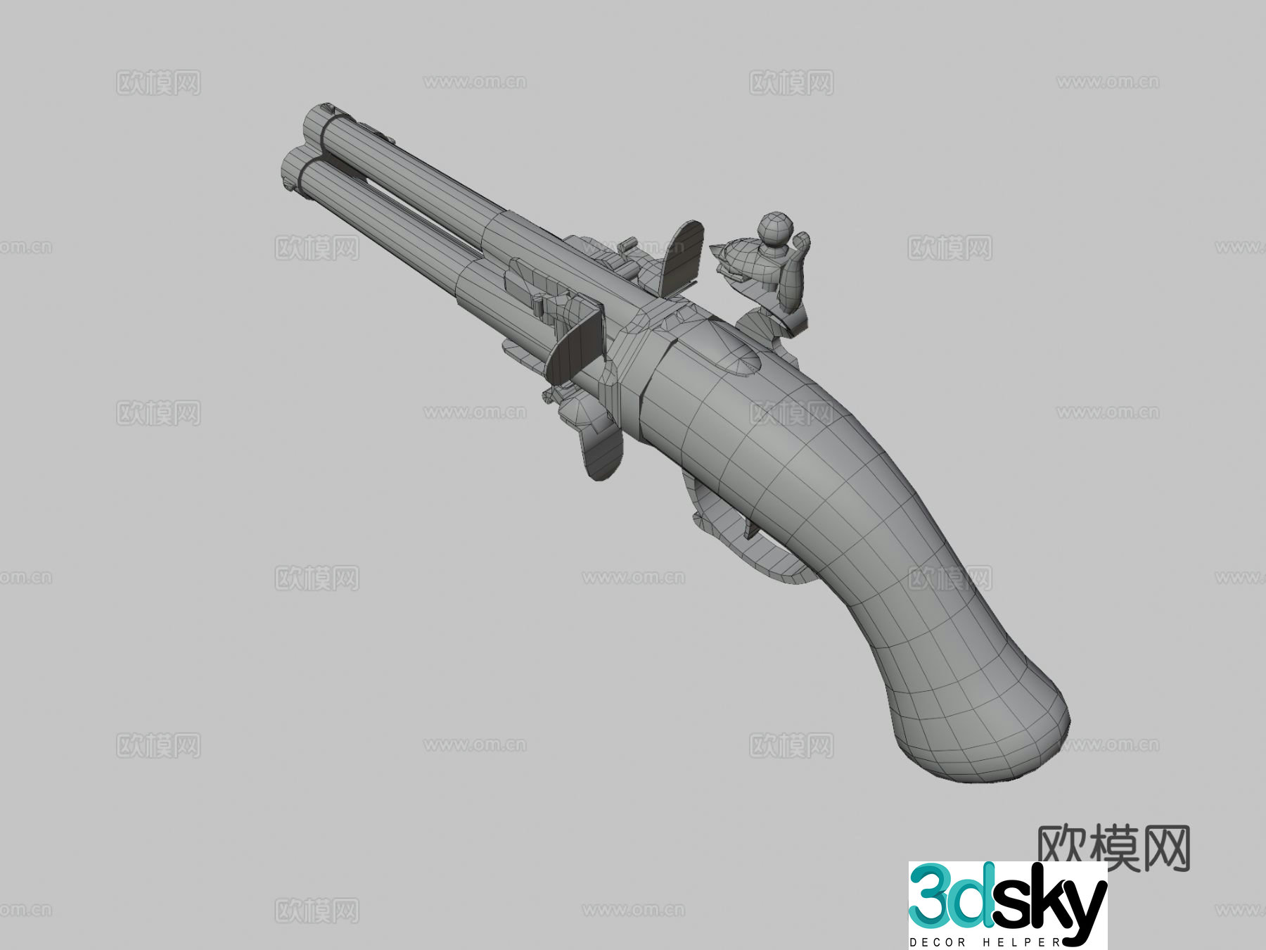 flint lock pistol 3d model