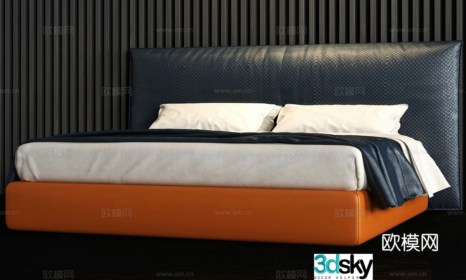 Modern double bed 3d model