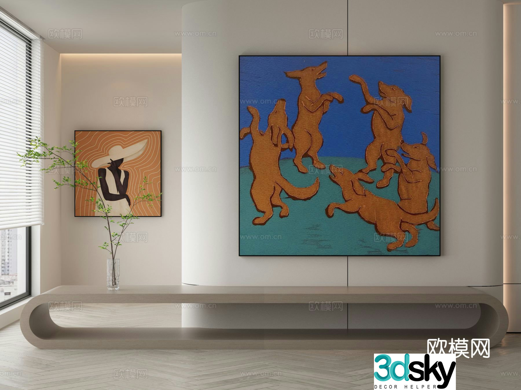 Modern abstract painting decorative painting 3d model
