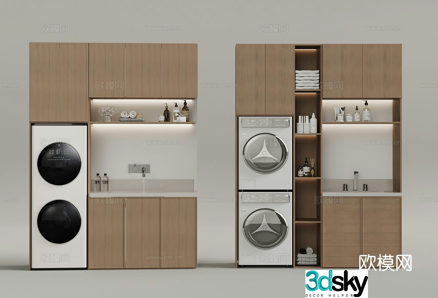Modern balcony cabinet washing machine cabinet 3d model
