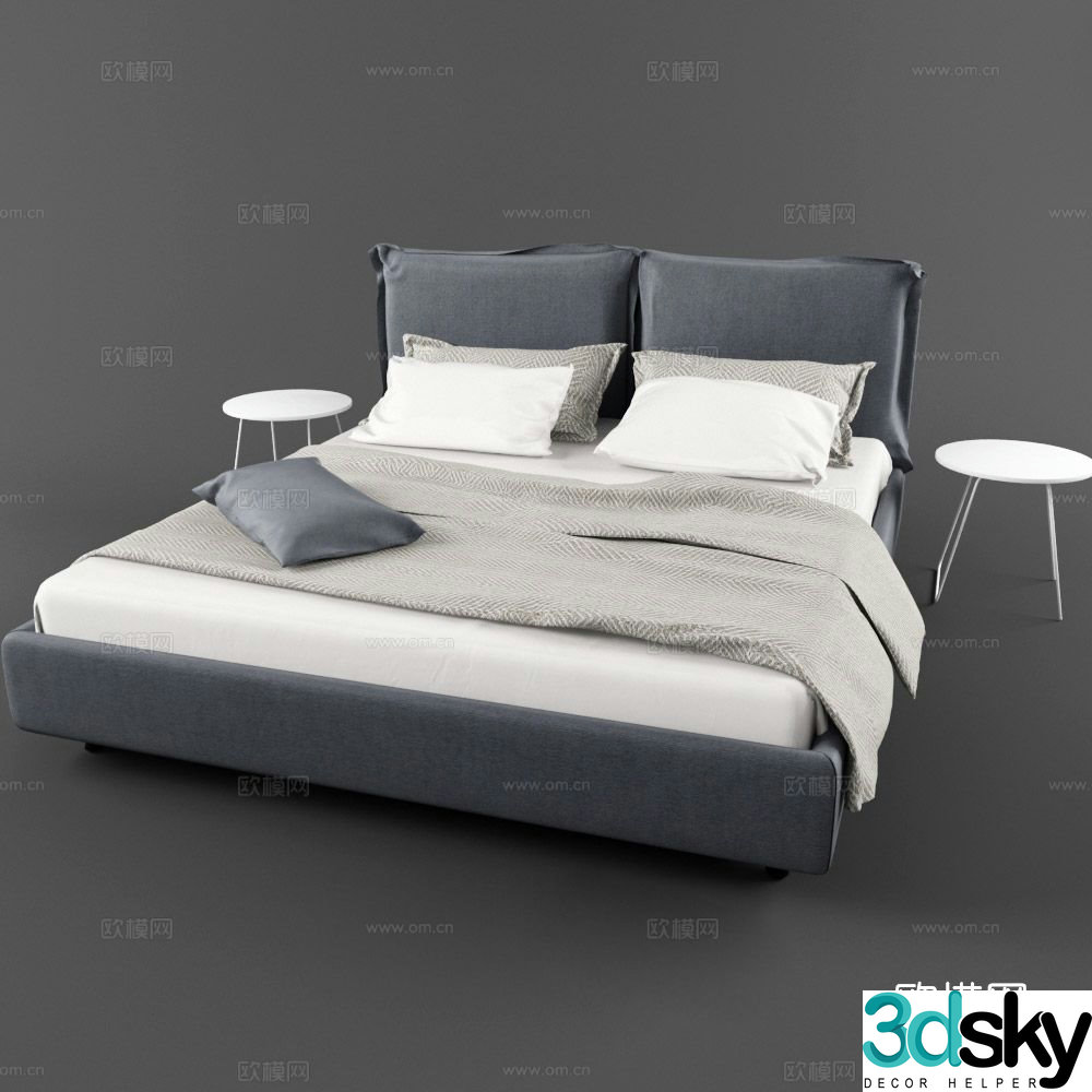 Modern double bed 3d model