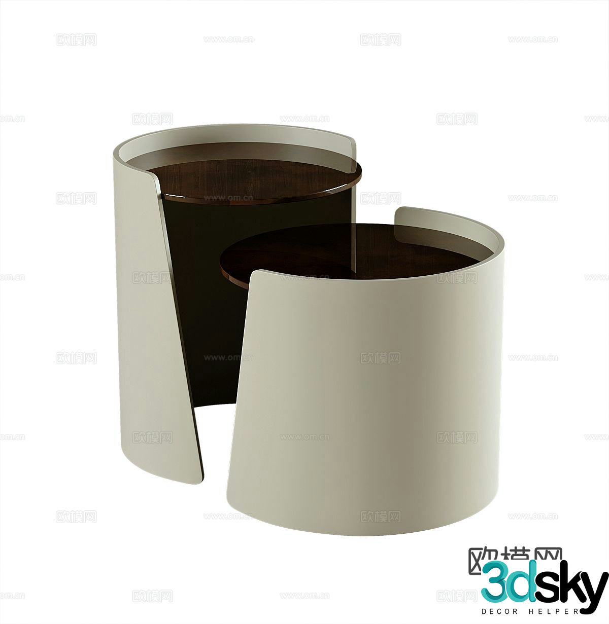 Modern round and angle tables 3D model